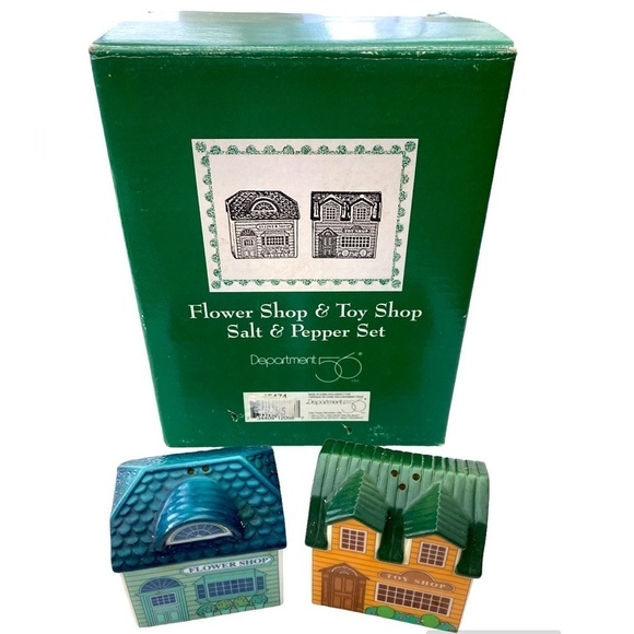 Department 56 Flower Shop and Toy Shop Salt and Pepper Shakers Vintage With Box - Picture 2 of 8